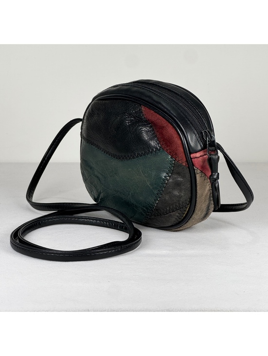 Handbags - 80s/90s Handbags Monique Patchwork Leather Round Crossbody Bag